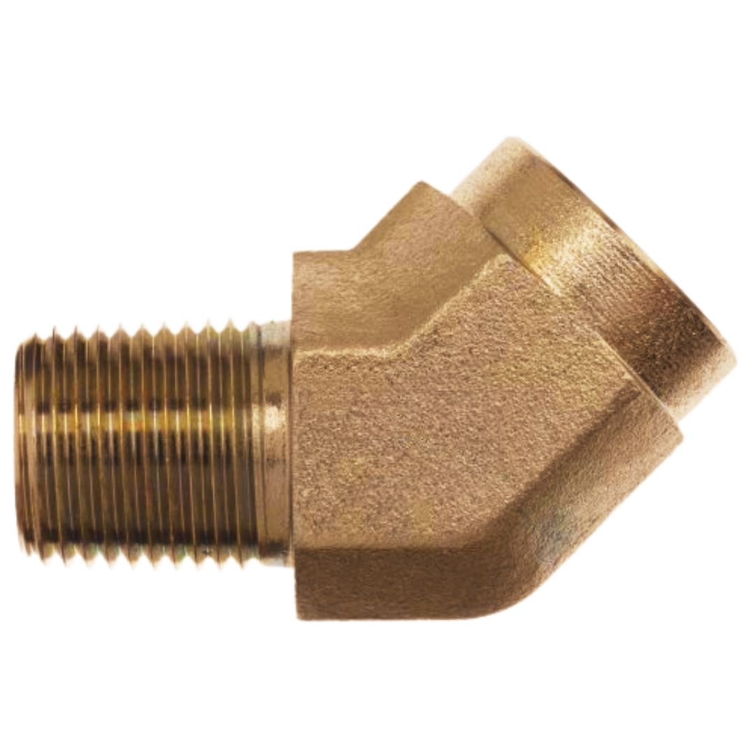 5503-02-02-B : OneHydraulics 45-Degree Brass Adapter, 1/8-27 (-02) Male NPT x 1/8-27 (-02) Female NPT, 3900psi