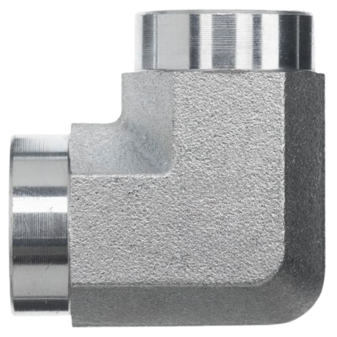 5504-16-08-FG : OneHydraulics 90-Degree Steel Adapter, 1-11-1/2 (-16) Female NPTF x 1/2-14 (-08) Female NPTF, 3000psi