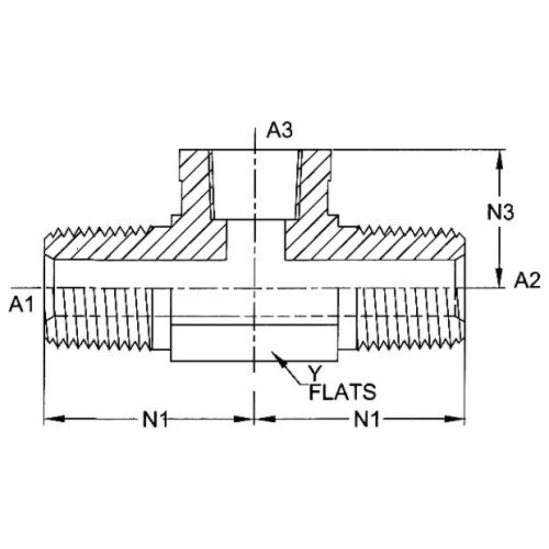 5601-02-02-02-FG : OneHydraulics Tee Steel Adapter, 1/8-27 (-02) Male NPTF x 1/8-27 (-02) Male NPTF x 1/8-27 (-02) Female NPTF, 6000psi