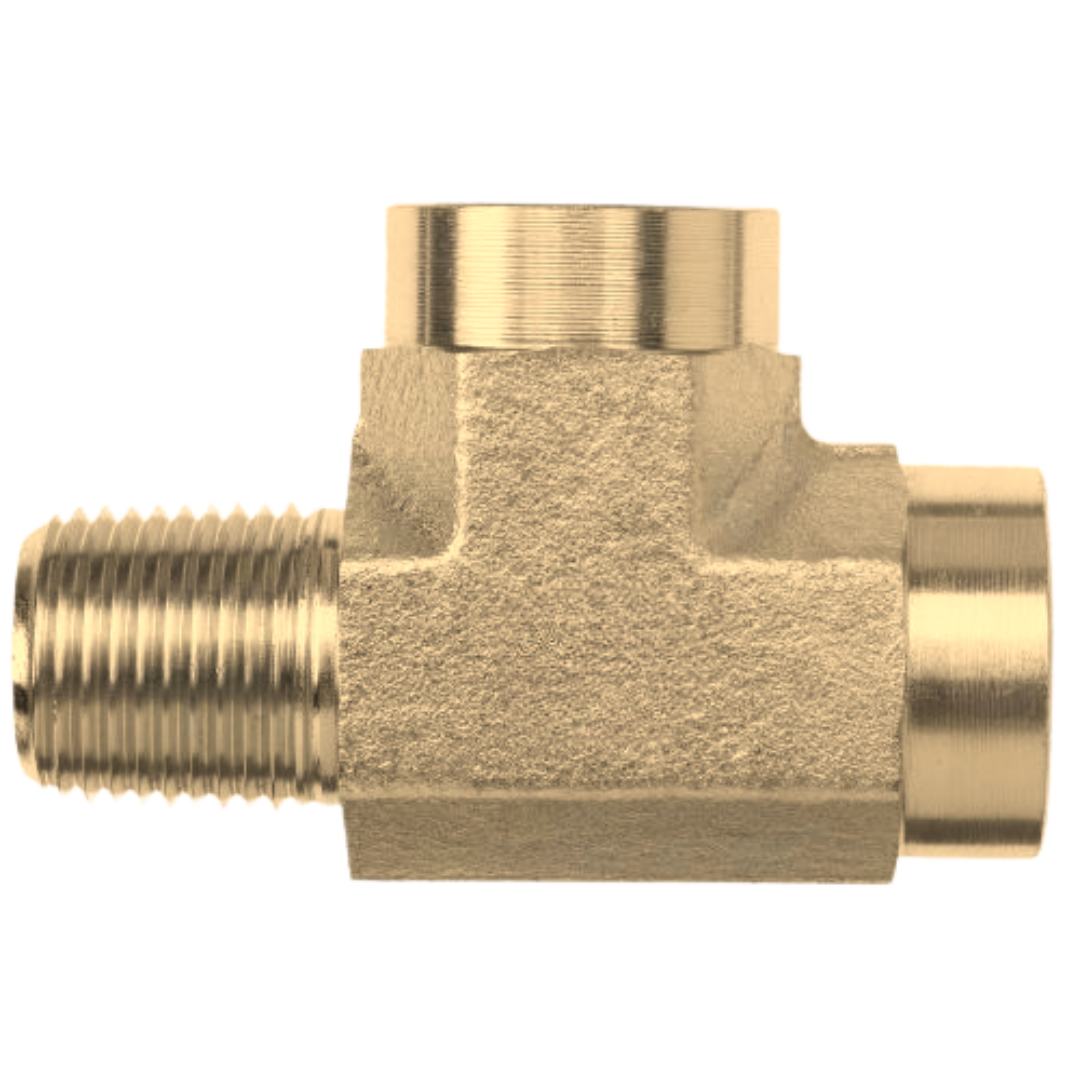 5602-08-08-08-B : OneHydraulics Street Tee Brass Adapter, 1/2-14 (-08) Male NPT x 1/2-14 (-08) Female NPT x 1/2-14 (-08) Female NPT, 3200psi