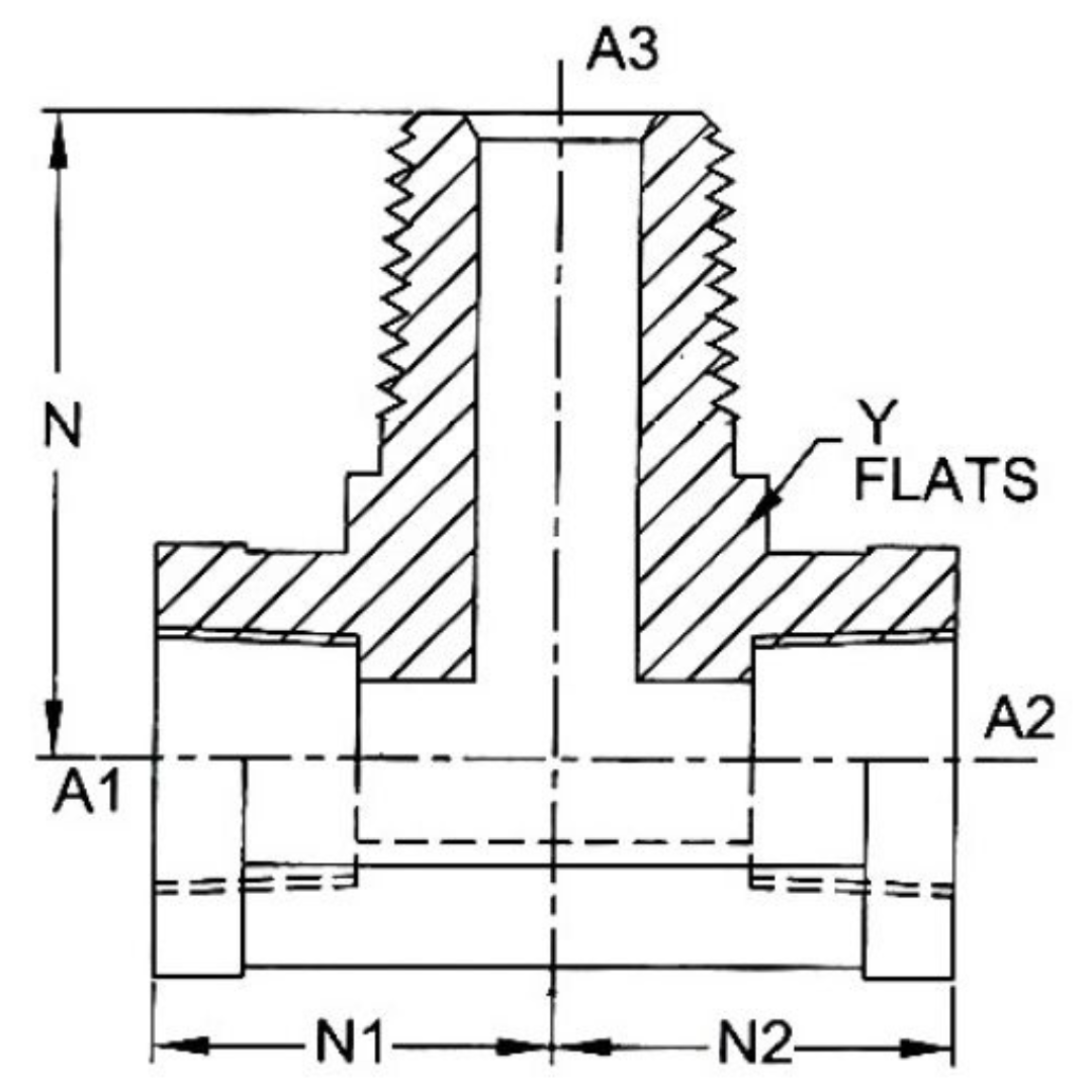 5604-04-04-04-FG : OneHydraulics Branch Tee Steel Adapter, 1/4-18 (-04) Female NPT x 1/4-18 (-04) Female NPT x 1/4-18 (-04) Male NPT, 6000psi