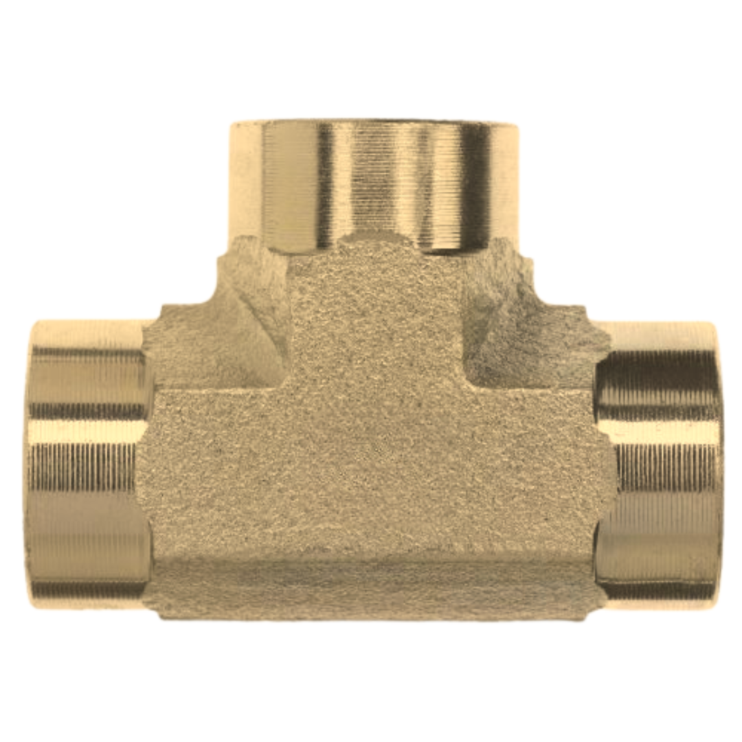 5605-12-12-12-B : OneHydraulics Tee Brass Adapter, 3/4-14 (-12) Female NPT x 3/4-14 (-12) Female NPT x 3/4-14 (-12) Female NPT, 2600psi