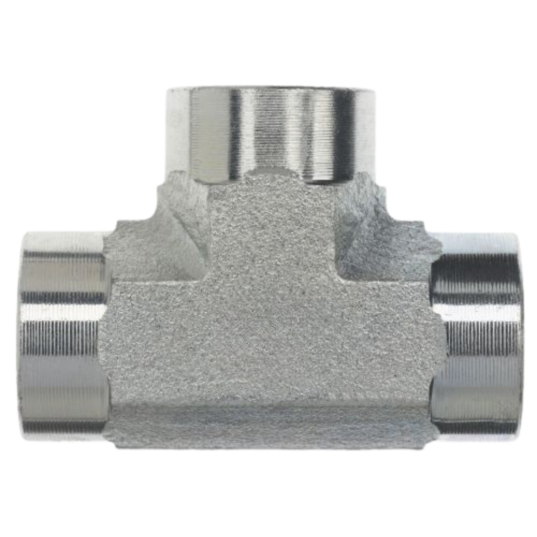 5605-20-20-20-FG : OneHydraulics Tee Steel Adapter, 1-1/4-11-1/2 (-20) Female NPT x 1-1/4-11-1/2 (-20) Female NPT x 1-1/4-11-1/2 (-20) Female NPT, 2500psi
