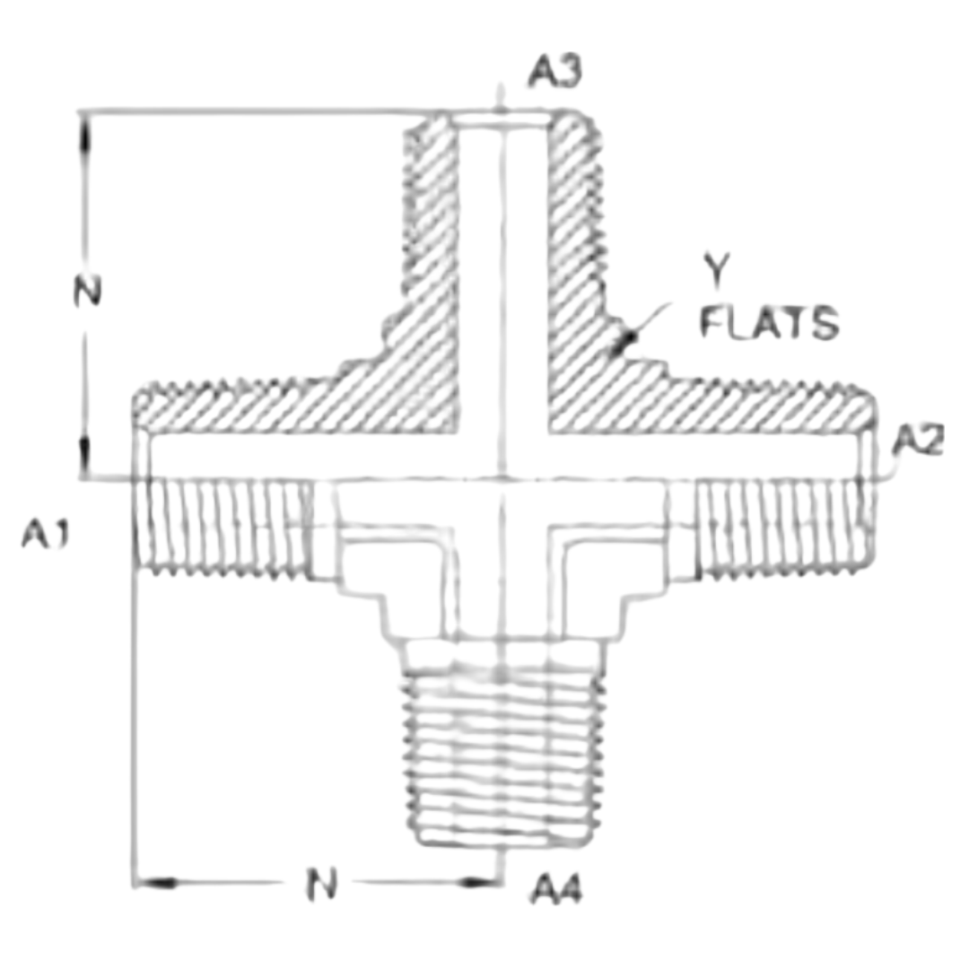 5650-06-06-06-06-SS : OneHydraulics Cross Stainless Adapter, 3/8-18 (-06) Male NPT x 3/8-18 (-06) Male NPT x 3/8-18 (-06) Male NPT x 3/8-18 (-06) Male NPT