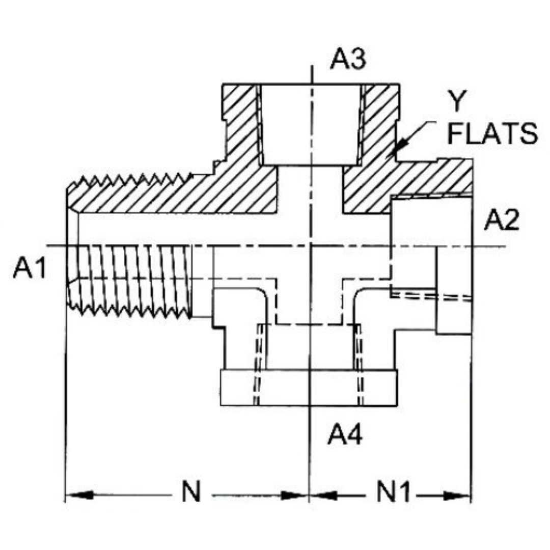 5655-16-16-16-16-FG : OneHydraulics Cross Steel Adapter, 1-11-1/2 (-16) Male NPT x 1-11-1/2 (-16) Female NPT x 1-11-1/2 (-16) Female NPT x 1-11-1/2 (-16) Female NPT, 3000psi