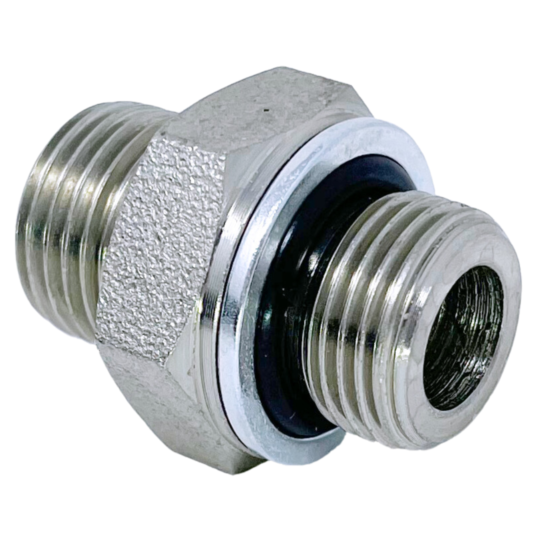 6002-04-02 : Adaptall Straight Steel Rigid Adapter, 9/16-18 (-04) Male ORFS x 1/8-28 (-02) Male BSPP