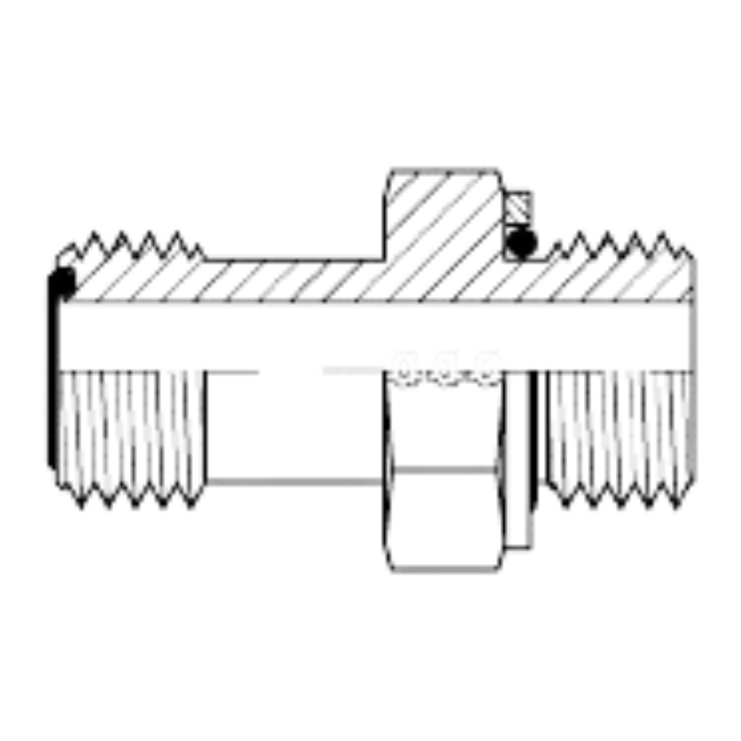 6002L-08-06 : Adaptall Straight Steel Rigid Long Adapter, 13/16-16 (-08) Male ORFS x 3/8-19 (-06) Male BSPP