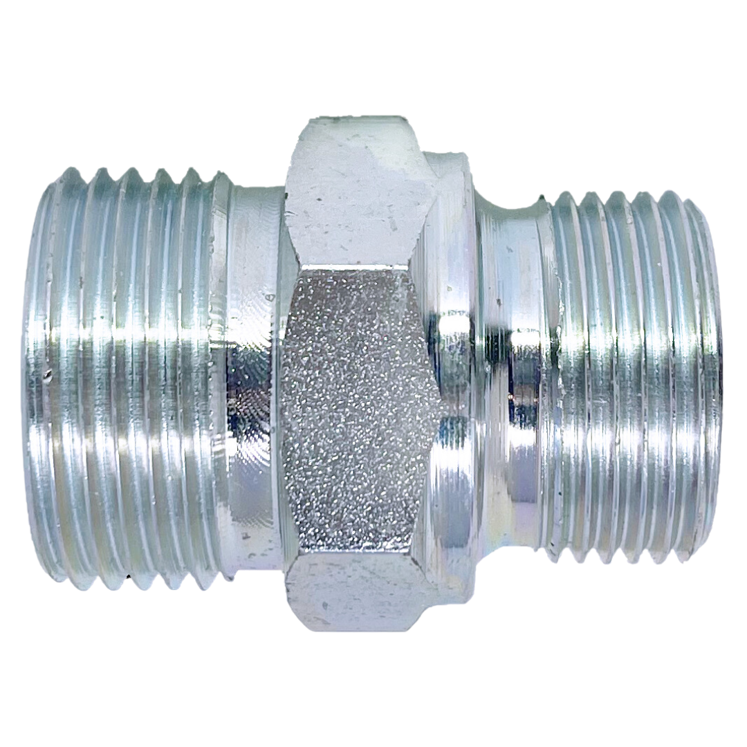 6005-08-08 : Adaptall Straight Steel Rigid Adapter, 13/16-16 (-08) Male ORFS x 1/2-14 (-08) Male BSPP, No Seal