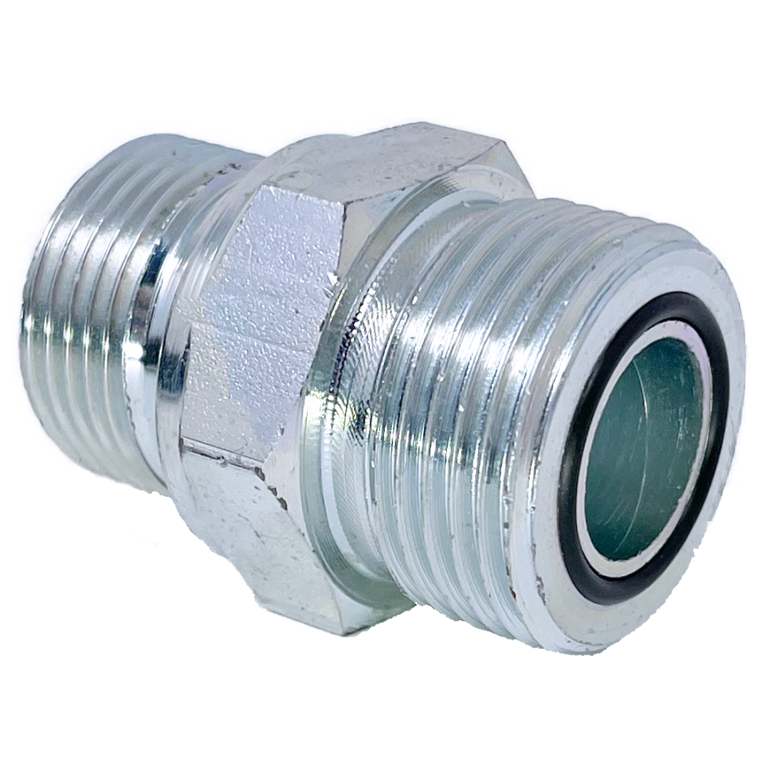 6005-08-08 : Adaptall Straight Steel Rigid Adapter, 13/16-16 (-08) Male ORFS x 1/2-14 (-08) Male BSPP, No Seal