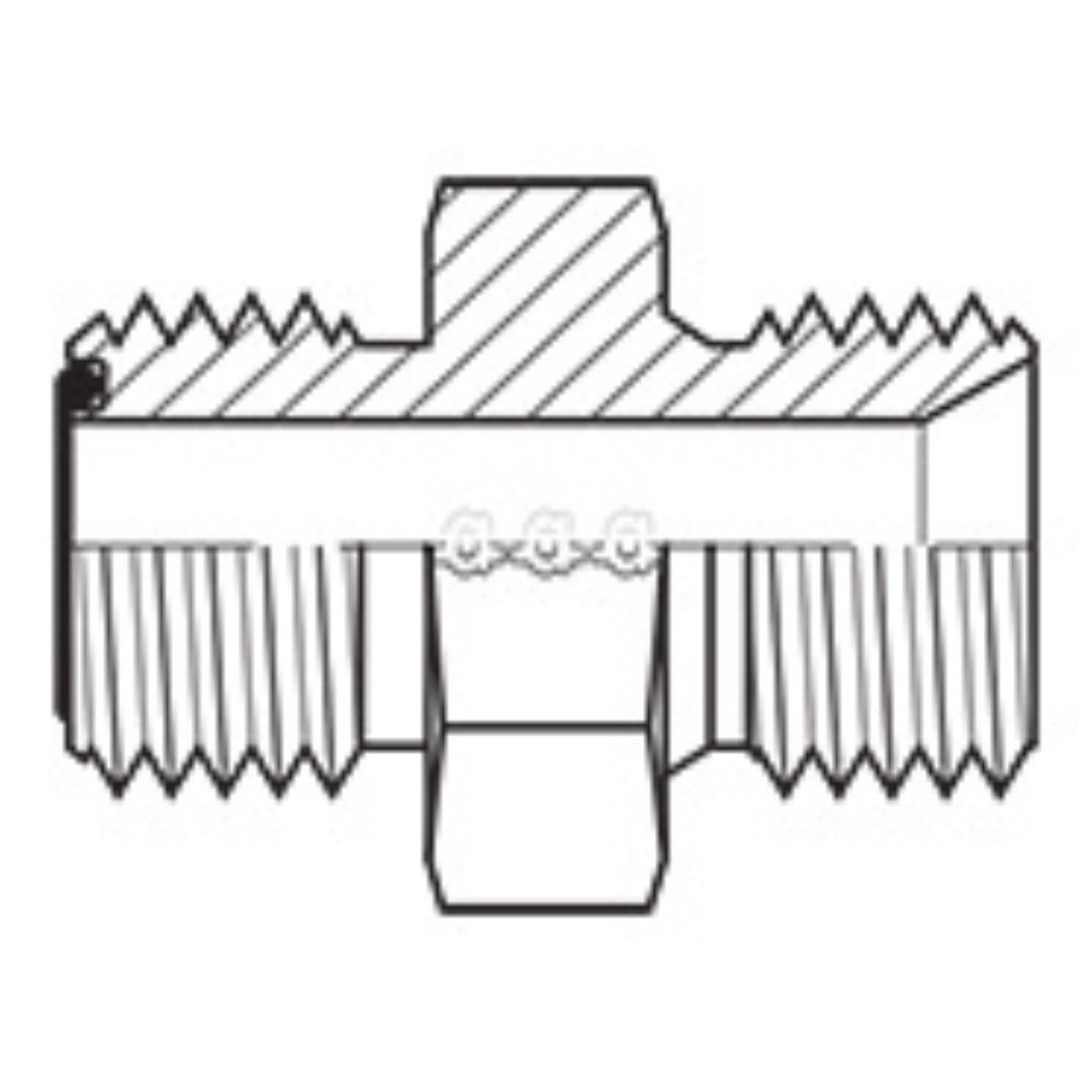 6005-08-08 : Adaptall Straight Steel Rigid Adapter, 13/16-16 (-08) Male ORFS x 1/2-14 (-08) Male BSPP, No Seal
