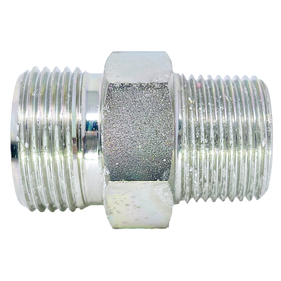 6011-16-16 : Adaptall Straight Steel Rigid Adapter, 1-7/16-12 (-16) Male ORFS x 1-11 (-16) Male BSPT