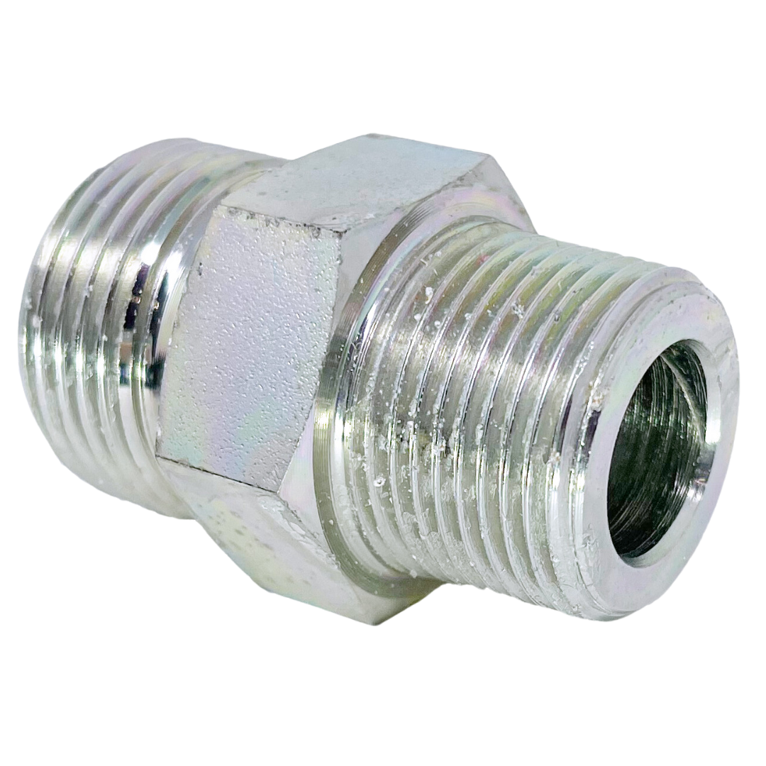 6011-16-16 : Adaptall Straight Steel Rigid Adapter, 1-7/16-12 (-16) Male ORFS x 1-11 (-16) Male BSPT