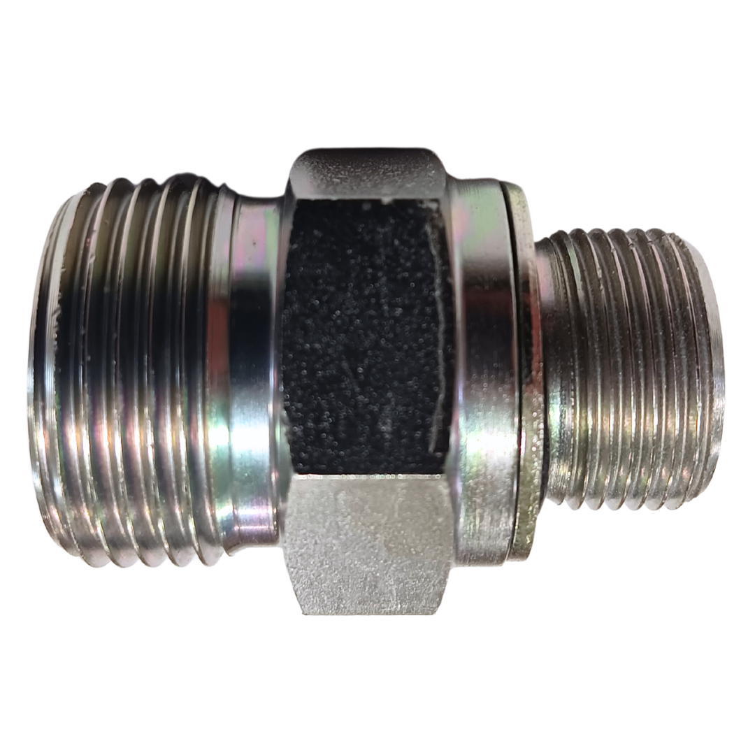 6068-04-12 : Adaptall Straight Steel Rigid Adapter, 9/16-18 UNF (-04) Male ORFS x M12 X 1.5 (12mm) Male Metric