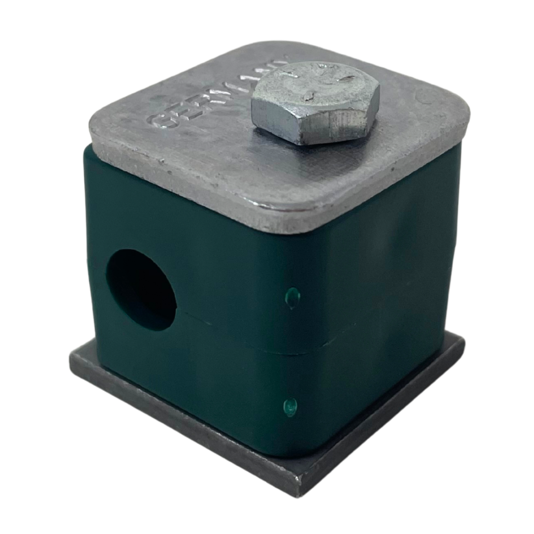 SP-109.5-PP-DP-AS-U-W10 : Stauff Clamp, Single Weld Plate, 0.375 inch (9.5mm) OD, for 3/8" Tube, Green PP Insert, Profiled Interior, Carbon Steel