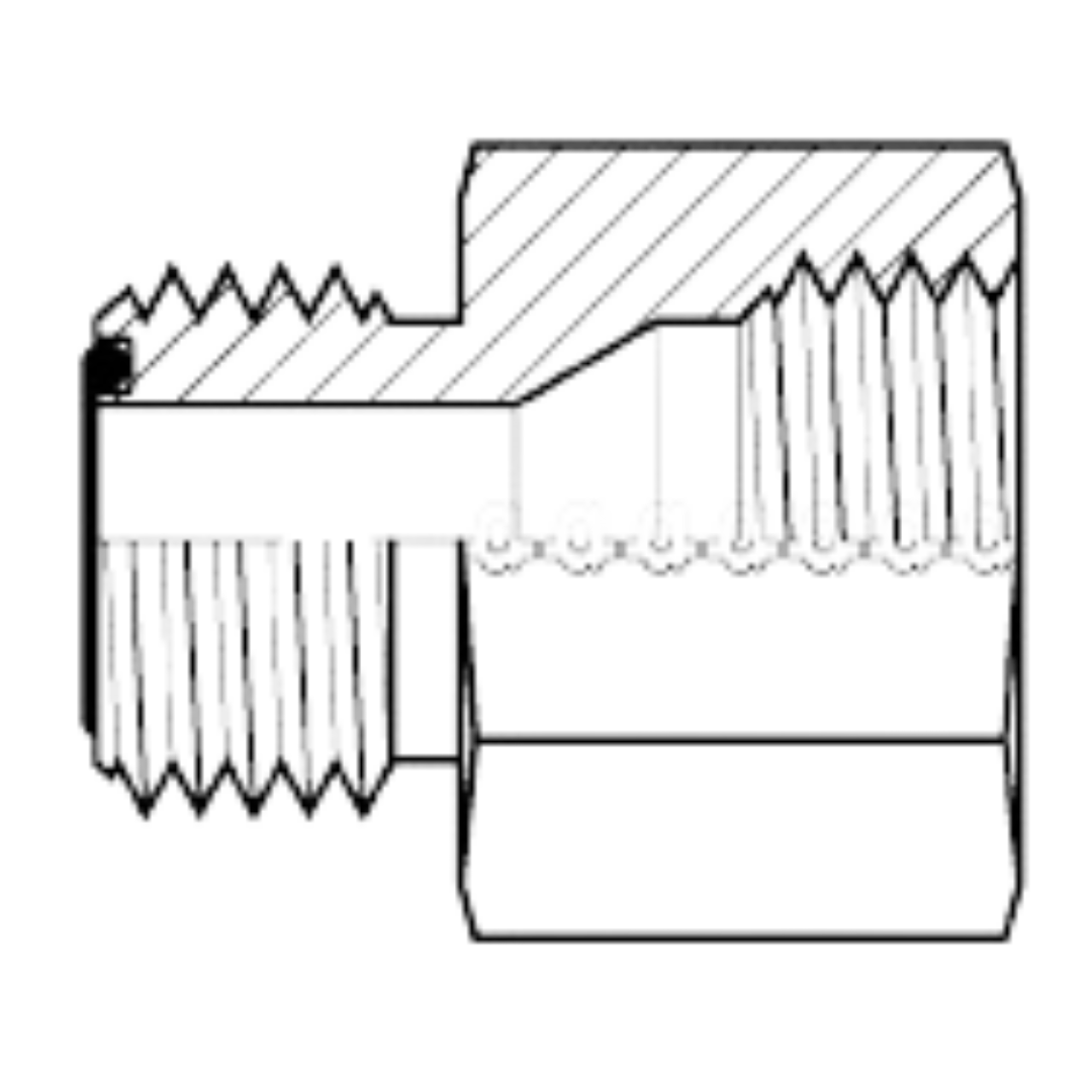 6220-12-12 : Adaptall Straight Steel Rigid Adapter, 1-13/16-12 (-12) Male ORFS x 3/4-14 (-12) Female JIS