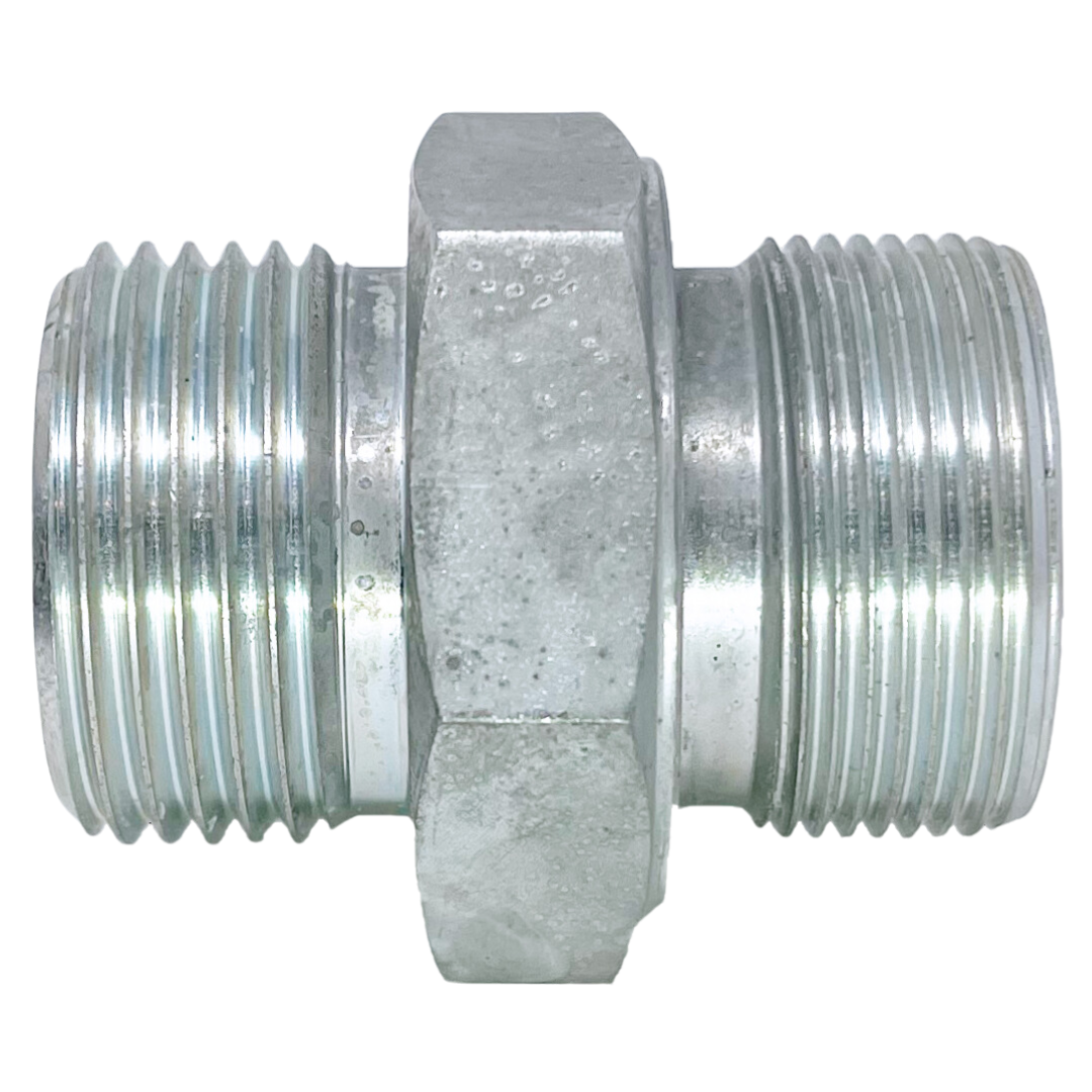 6247-12-28-36 : Adaptall Straight Steel Rigid Adapter, 1-13/16-12 (-12) Male ORFS x M36 X 1.5 (-L28 Special) Female Kobelco