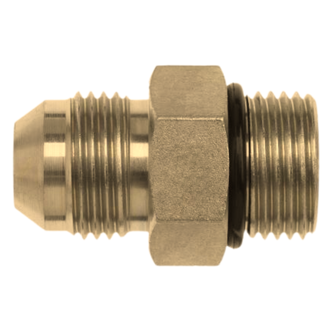 6400-12-12-O-B : OneHydraulics Straight Brass Rigid Adapter, 1-1/16-12 (-12) Male JIC x 1-1/16-12 (-12) Male ORB