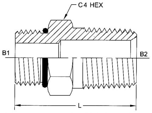 6401-03-02-O : OneHydraulics Straight Steel Rigid Adapter, 3/8-24 (-03) Male ORB x 1/8-27 (-02) Male NPT, 6000psi