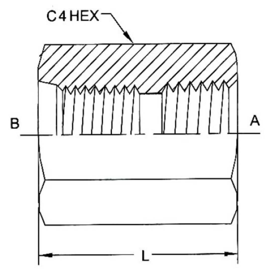 6420-04-04 : OneHydraulics Straight Steel Adapter, 7/16-20 (-04) Female ORB x 1/4-18 (-04) Female NPT, 6000psi