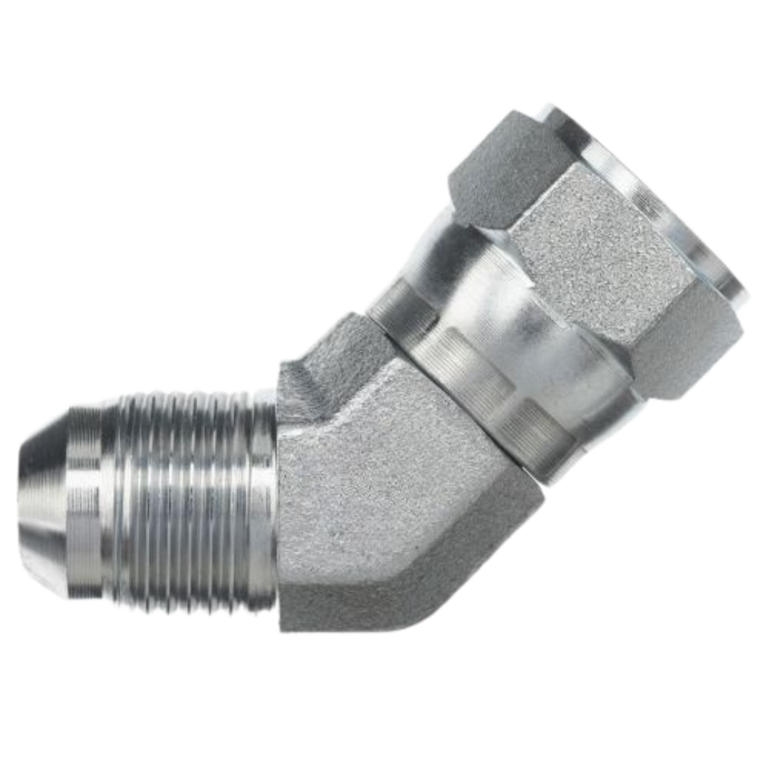 6502-16-16-SS : OneHydraulics 45-Degree Stainless Adapter, 1-5/16-12 (-16) Male JIC x 1-5/16-12 (-16) Female JIC Swivel