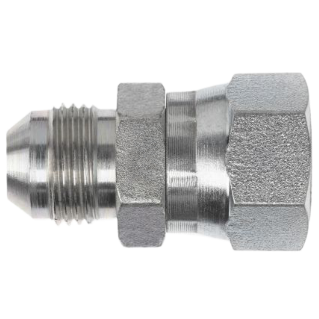 6504-04-04-SS : OneHydraulics Straight Stainless Steel Adapter, Swivel, 7/16-20 (-04) Male JIC x 7/16-20 (-04) Female JIC, 7700psi