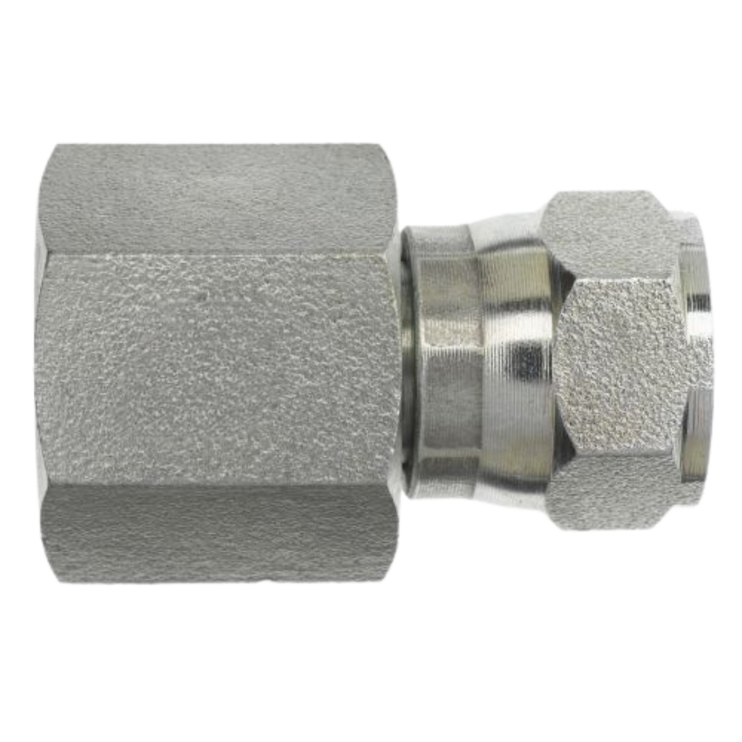 6506-12-10 : OneHydraulics Straight Steel Adapter, 3/4-14 (-12) Female NPT x 7/8-14 (-10) Female JIC Swivel, 4000psi