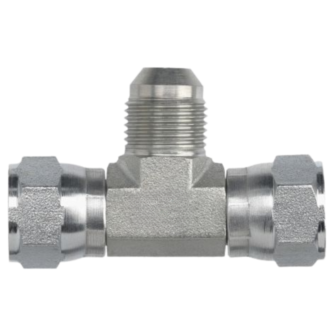 6603-08-08-08-FG : OneHydraulics Tee Steel Adapter, 3/4-16 (-08) Female JIC Swivel x 3/4-16 (-08) Female JIC Swivel x 3/4-16 (-08) Male JIC, 5000psi