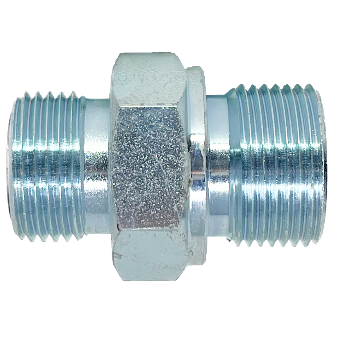 6605-04-L08-14 : Adaptall Straight Steel Rigid Adapter, 9/16-18 (-04) Male ORFS x M14 X 1.5 (-L08) Male DIN, Light Duty