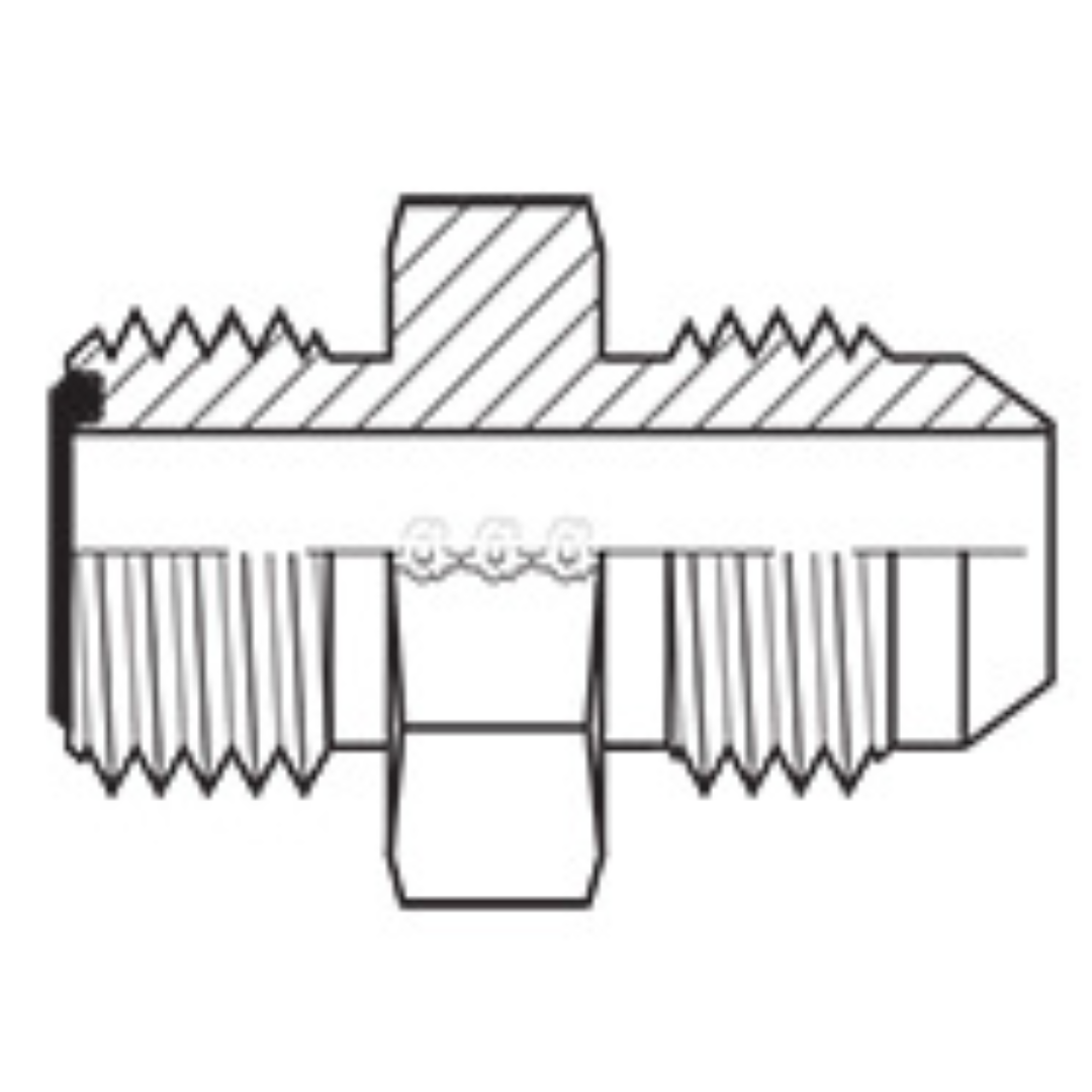 6622-06-04 : Adaptall Straight Steel Rigid Adapter, 11/16-16 (-06) Male ORFS x 7/16-20 (-04) Male JIC
