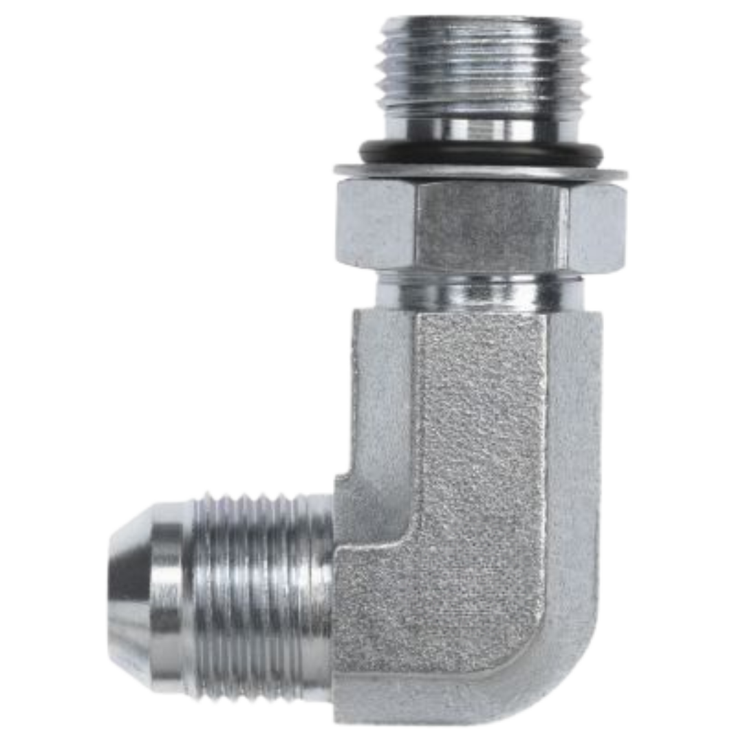 6801-L-06-06-NWO-SS : OneHydraulics 90-Degree Stainless Long Adapter, 9/16-18 (-06) Male JIC x 9/16-18 (-06) Male Adjustable ORB, 5400psi