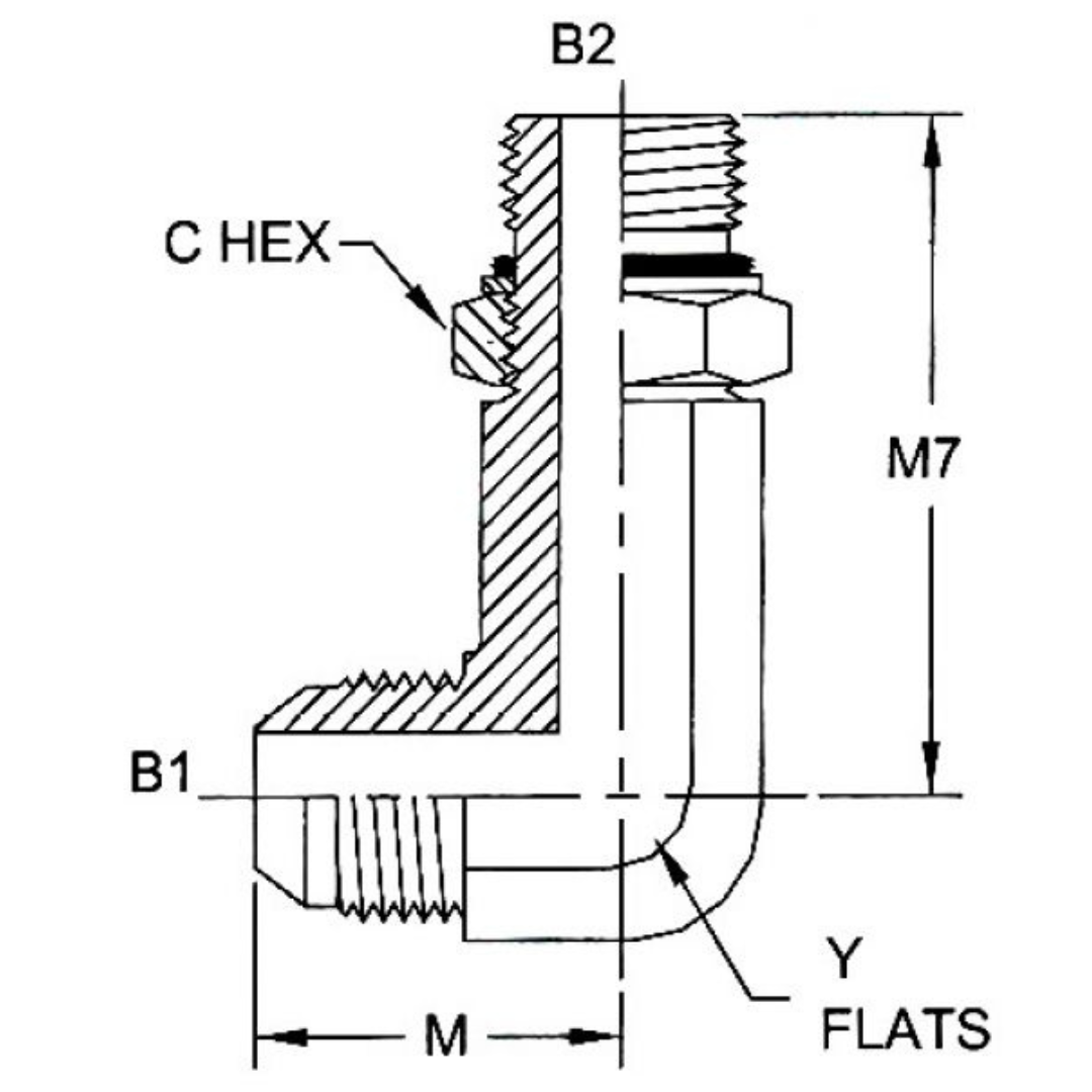 6801-LL-08-08-NWO-SS : OneHydraulics 90-Degree Stainless XL Adapter, 3/4-16 (-08) Male JIC x 3/4-16 (-08) Male Adjustable ORB, 5400psi