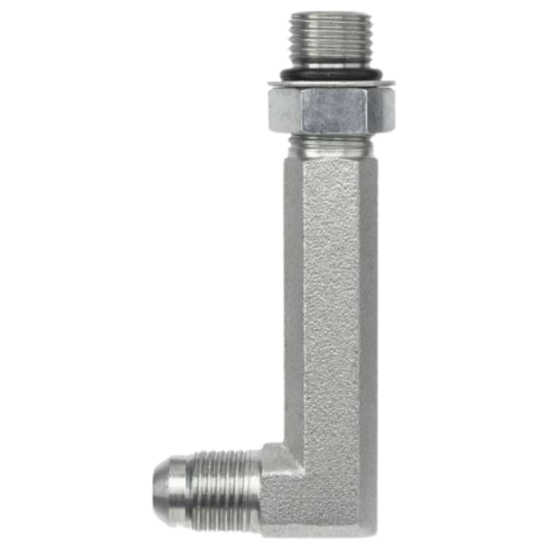 6801-LLL-06-06-NWO-FG : OneHydraulics 90-Degree Steel XX-Long Adapter, 9/16-18 (-06) Male JIC x 9/16-18 (-06) Male Adjustable ORB, 6000psi