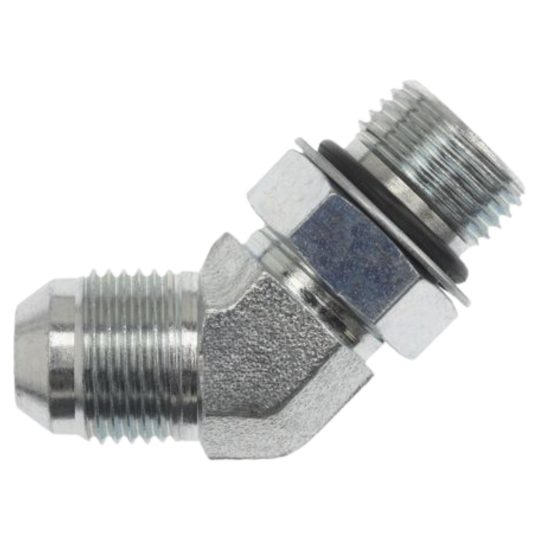 6802-08-06-NWO-SS : OneHydraulics 45-Degree Stainless Adapter, 3/4-16 (-08) Male JIC x 9/16-18 (-06) Male Adjustable ORB, 5400psi