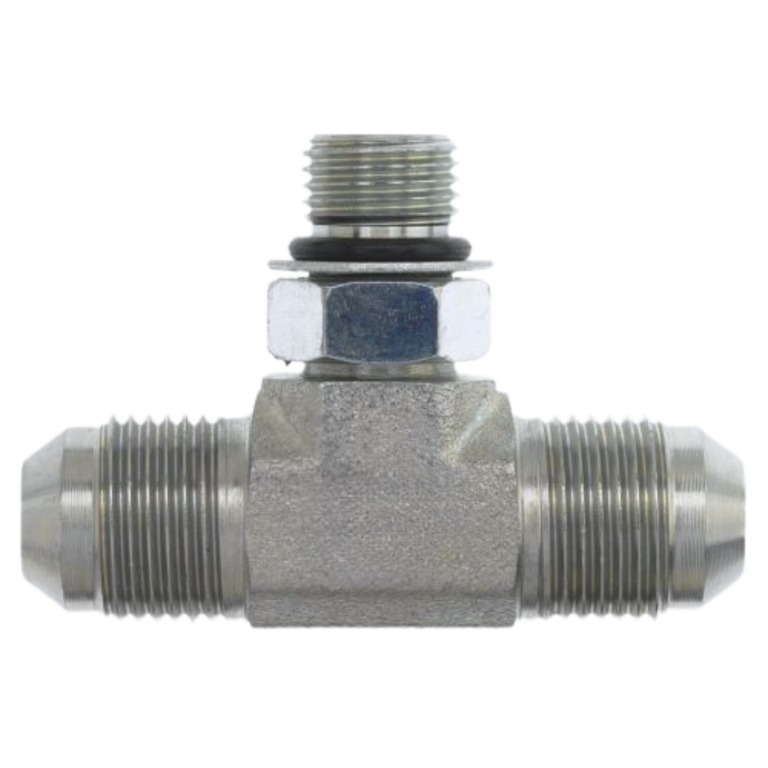 6803-14-14-14-NWO-FG : OneHydraulics Branch Tee Steel Adapter, 1-3/16-12 (-14) Male JIC x 1-3/16-12 (-14) Male JIC x 1-3/16-12 (-14) Male Adjustable ORB, 5000psi