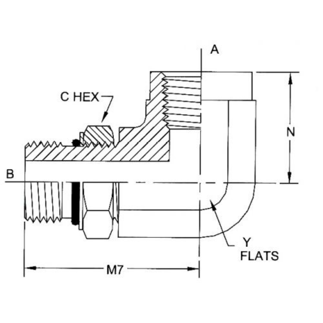 6805-10-08-NWO-SS : OneHydraulics 90-Degree Stainless Adapter, 7/8-14 (-10) Male Adjustable ORB x 1/2-14 (-08) Female NPT, 5400psi