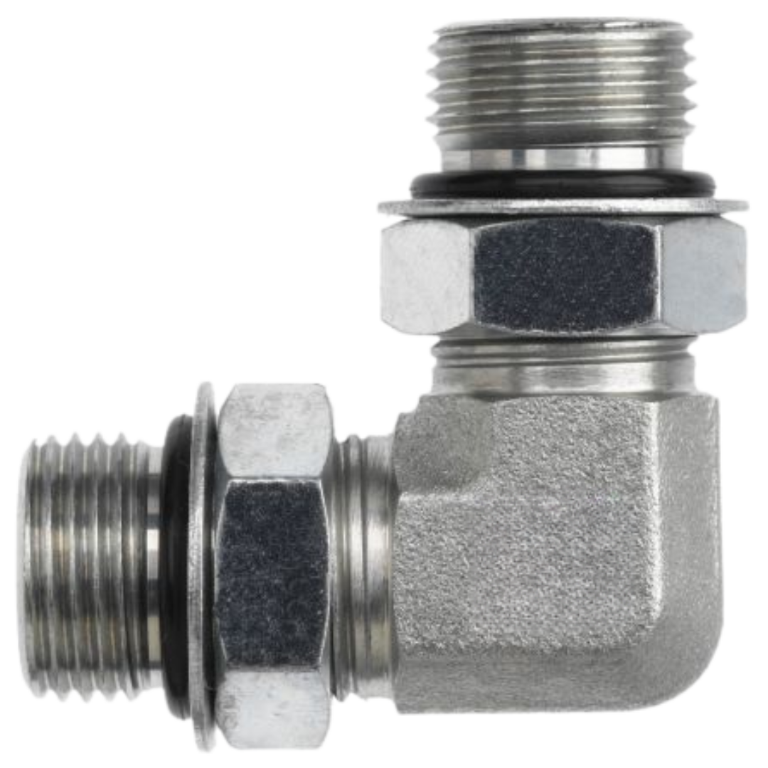 6807-10-08-NWO-FG : OneHydraulics 90-Degree Steel Adapter, 7/8-14 (-10) Male Adjustable ORB x 3/4-16 (-08) Male Adjustable ORB