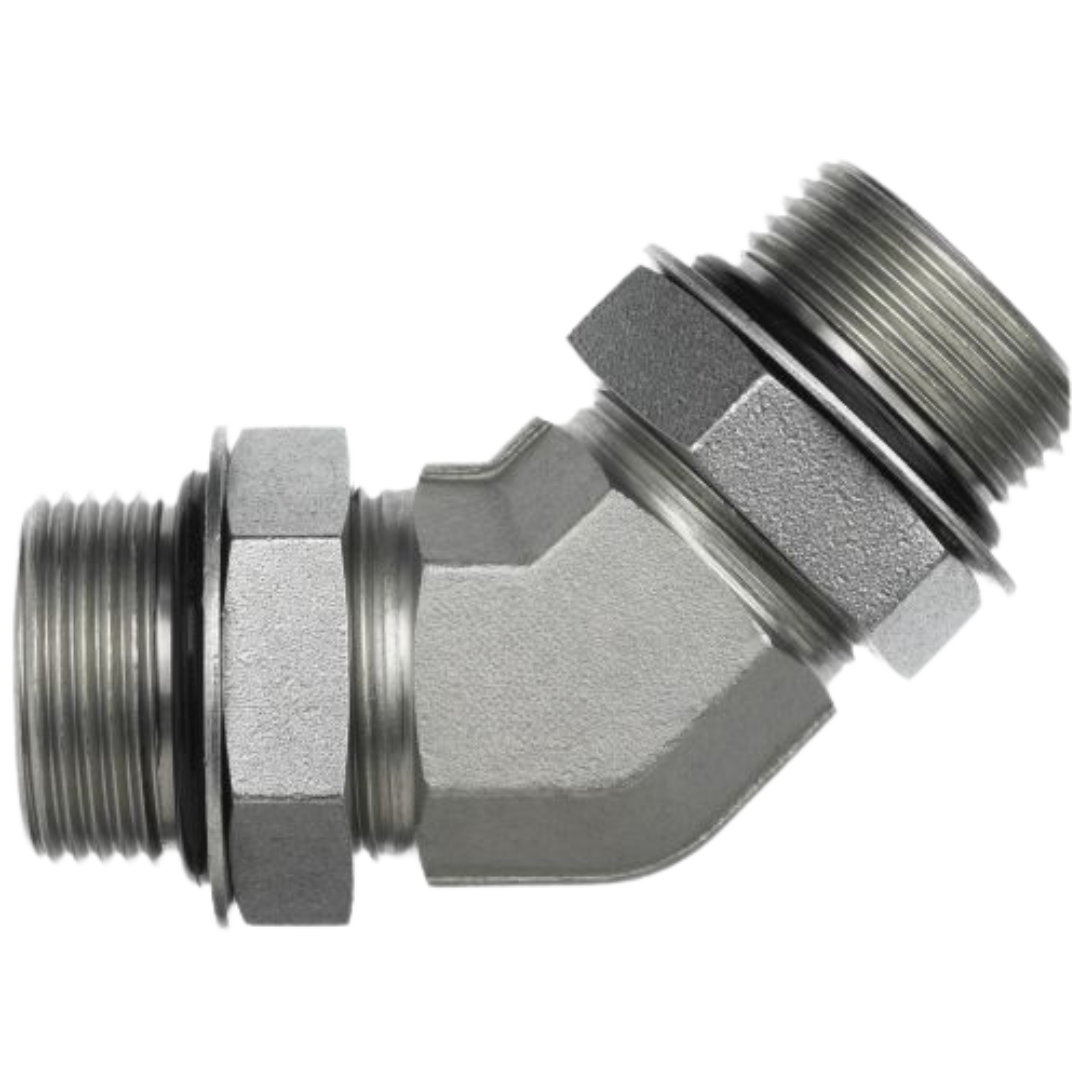 6808-08-08-NWO-FG : OneHydraulics 45-Degree Steel Adapter, 3/4-16 (-08) Male Adjustable ORB x 3/4-16 (-08) Male Adjustable ORB, 6000psi