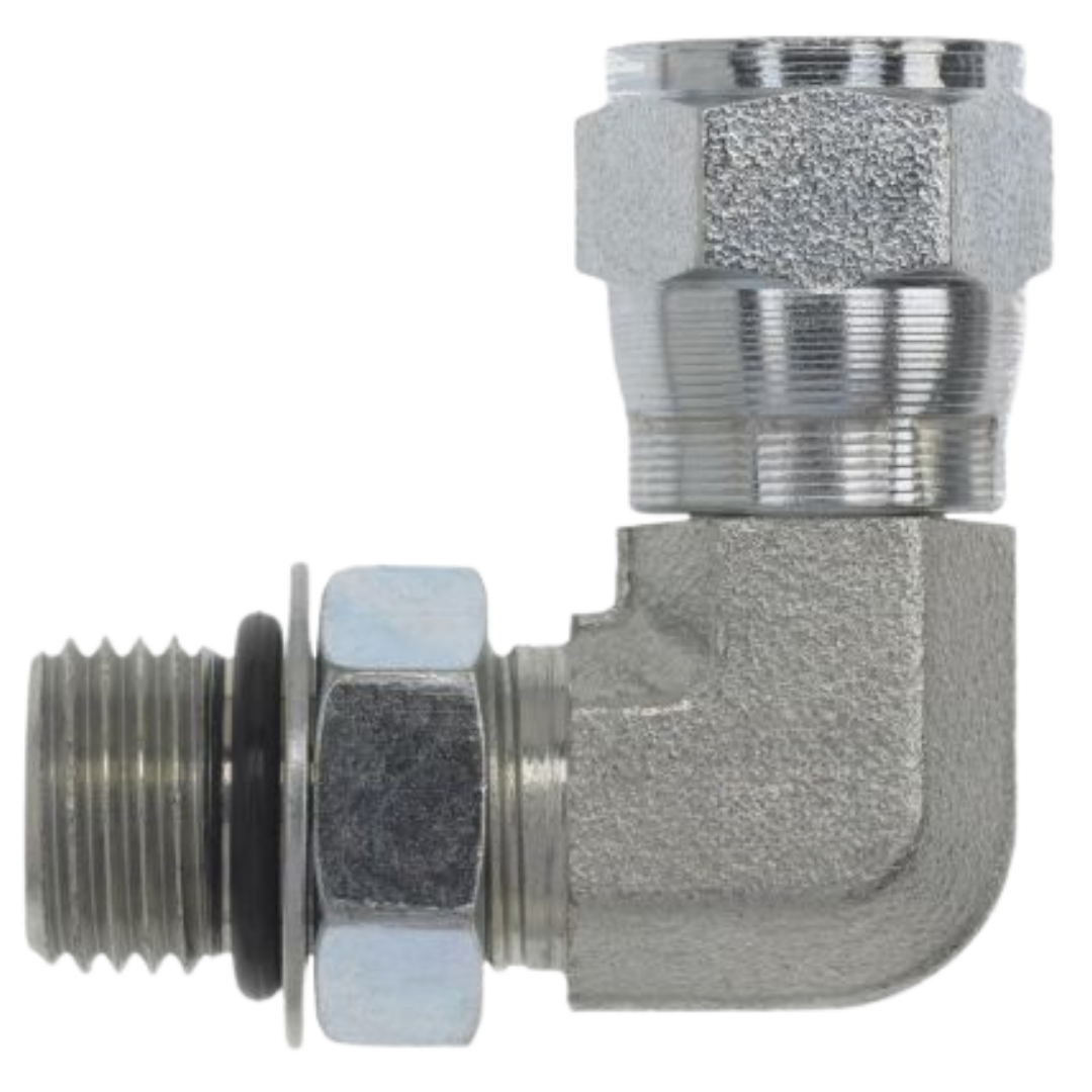 6809-16-16-NWO-SS : OneHydraulics 90-Degree Stainless Adapter, 1-5/16-12 (-16) Male Adjustable ORB x 1-5/16-12 (-16) Female JIC Swivel, 3600psi