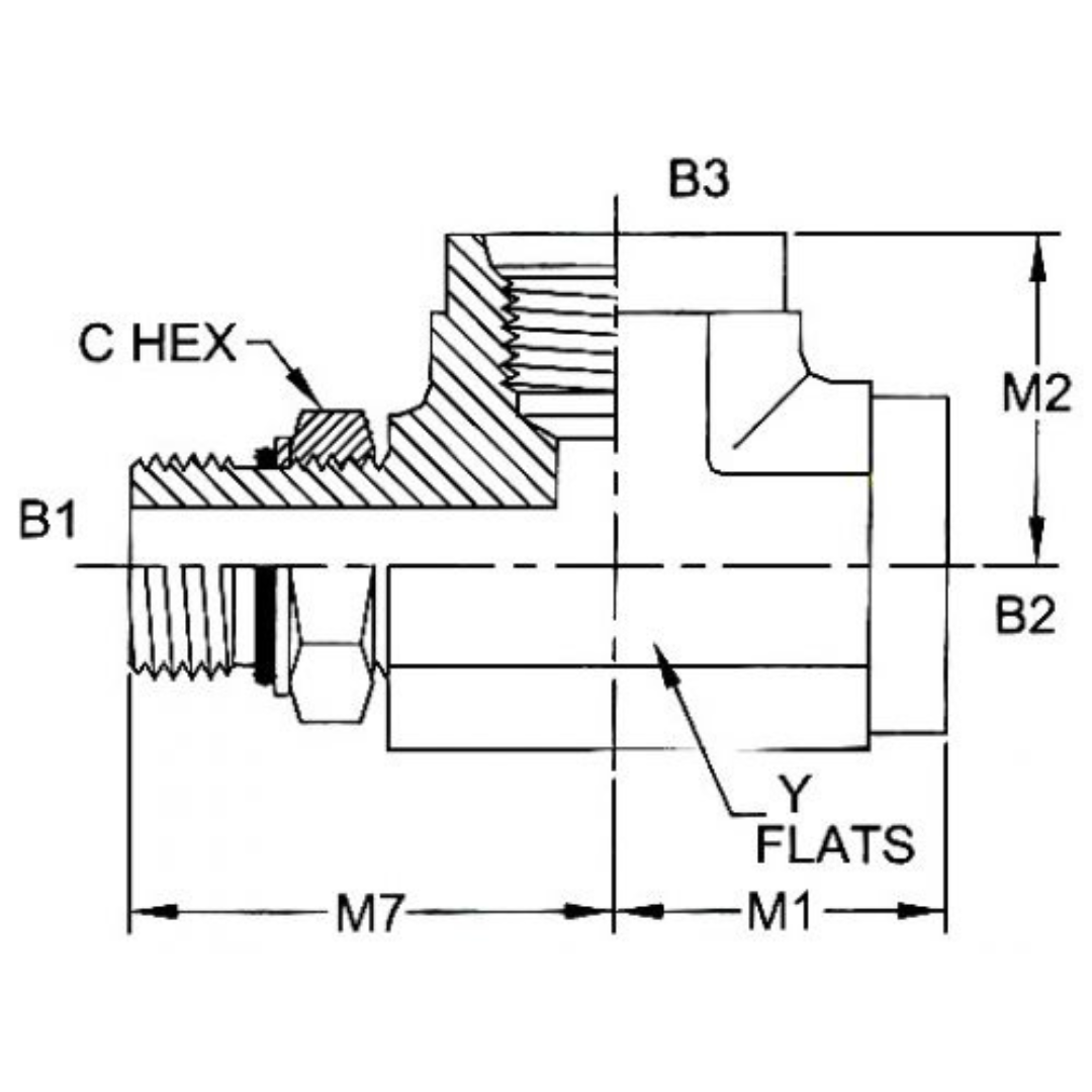6835-08-08-08-NWO-FG : OneHydraulics Tee Steel Adapter, 3/4-16 (-08) Male Adjustable ORB x 3/4-16 (-08) Female ORB x 3/4-16 (-08) Female ORB