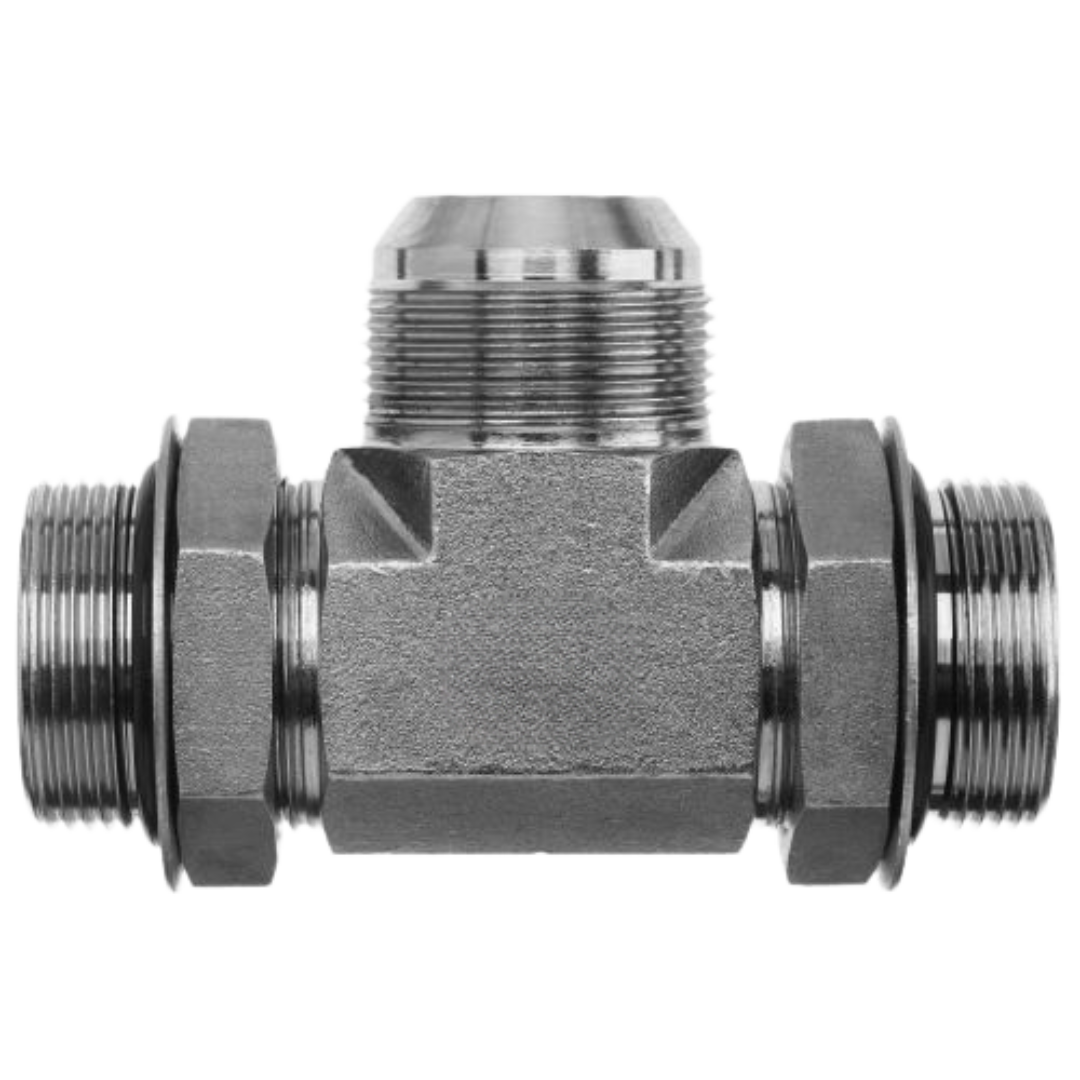 6840-20-20-20-NWO-FG : OneHydraulics Tee Steel Adapter, 1-5/8-12 (-20) Male Adjustable ORB x 1-5/8-12 (-20) Male Adjustable ORB x 1-5/8-12 (-20) Male JIC