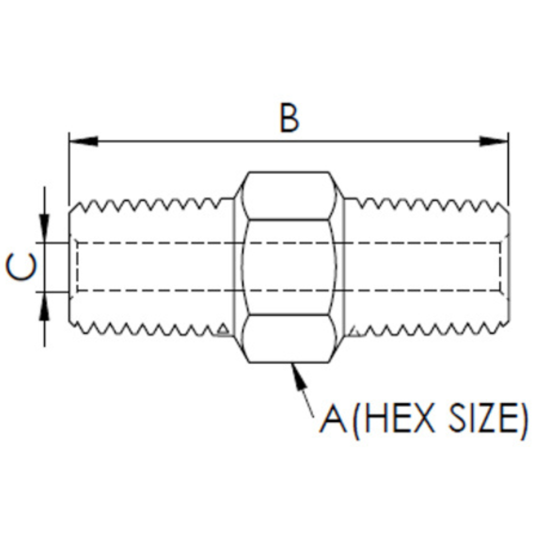 X6N06N15 : OneXtreme Adapter, 0.375 (3/8") Male NPT x 0.75 (3/4") Male NPT, 15,000psi