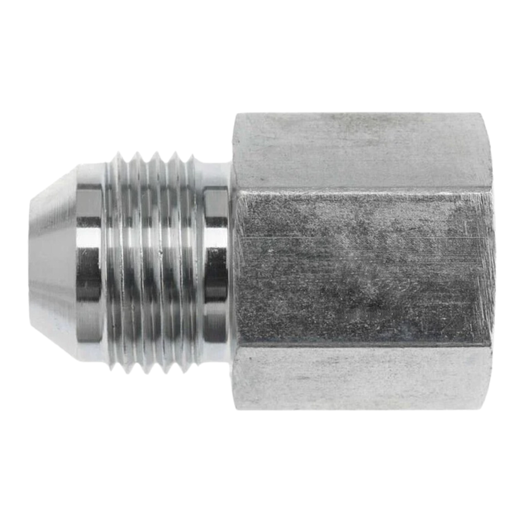 7003-04-04 : OneHydraulics Straight Steel Adapter, 7/16-20 (-04) Male JIC x 1/4-19 (-04) Female BSPP
