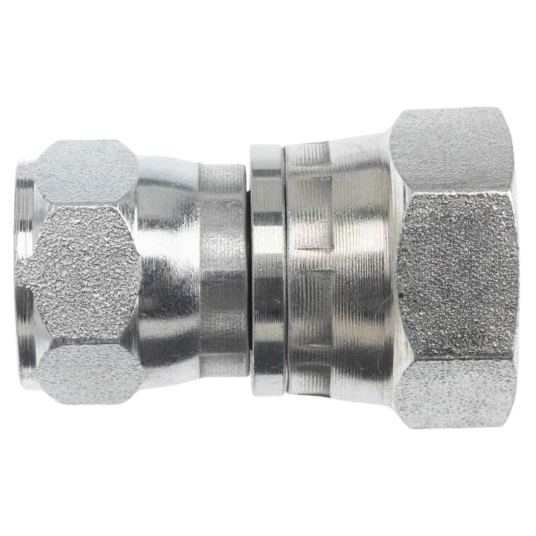 7023-06-08 : OneHydraulics Straight Steel Adapter, 9/16-18 (-06) Female JIC Swivel x 1/2-14 (-08) Female BSPP, 5000psi
