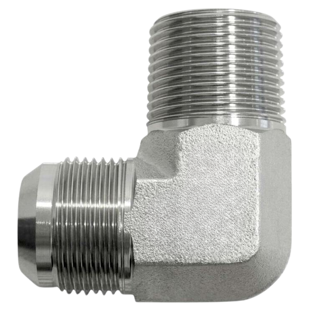 7200-12-08-FG : OneHydraulics 90-Degree Steel Adapter, 1-1/16-12 (-12) Male JIC x 1/2-14 (-08) Male BSPT, 5000psi