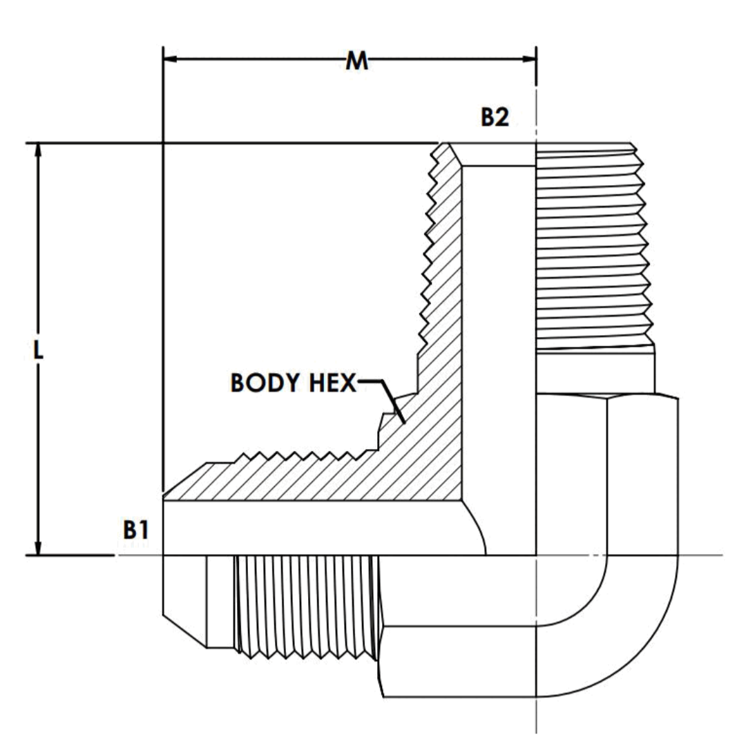 7202-08-08-NWO-FG : OneHydraulics 90-Degree Steel Adapter, 3/4-16 (-08) Male JIC x 1/2-14 (-08) Male Adjustable BSPP