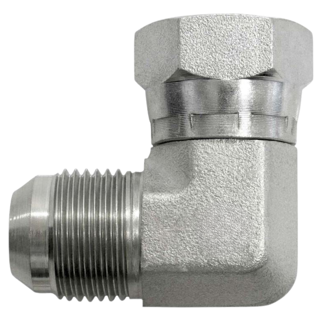 7204-08-08 : OneHydraulics 90-Degree Steel Adapter, 3/4-16 (-08) Male JIC x 1/2-14 (-08) Female BSPP Swivel, 2900psi