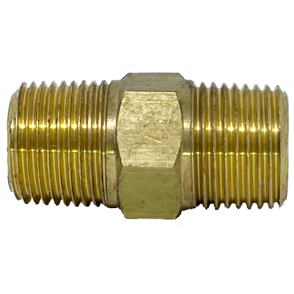 8008-06-06 : Adaptall Straight Brass Rigid Adapter, 3/8-19 (-06) Male BSPT x 3/8-18 (-06) Male NPT