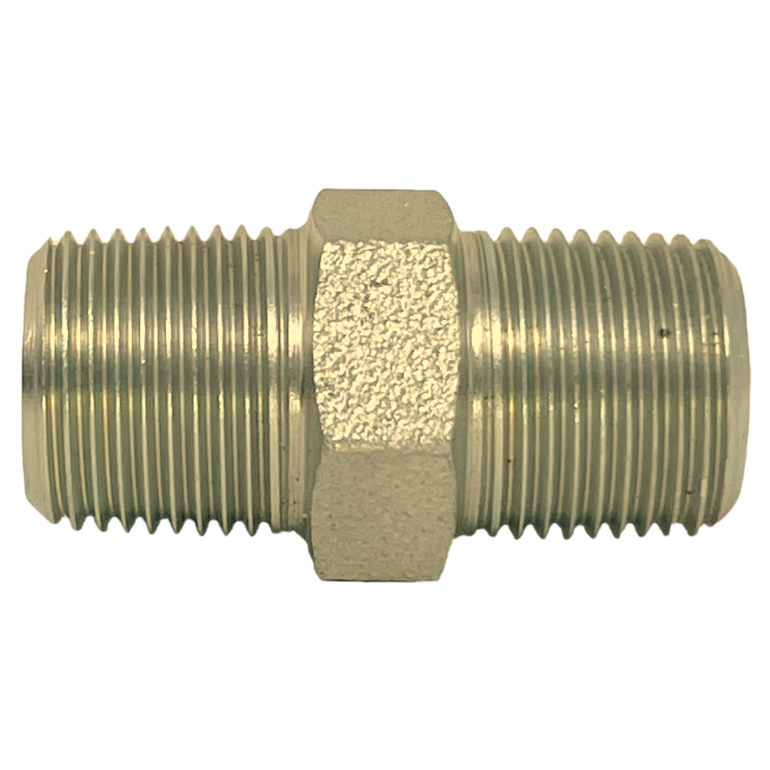 8010-16-12 : Adaptall Straight Brass Adapter, R 1-11 (-16) Male BSPT x R 3/4-14 (-12) Male BSPT