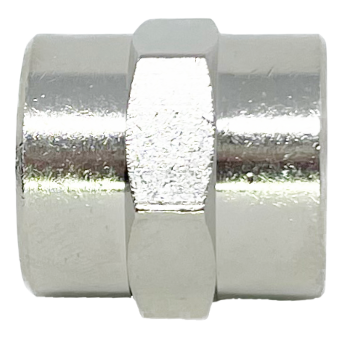 8043-08-04 : Adaptall Straight Brass Adapter, 1/2-14 (-08) Female BSPP x 1/4-19 (-04) Female BSPP