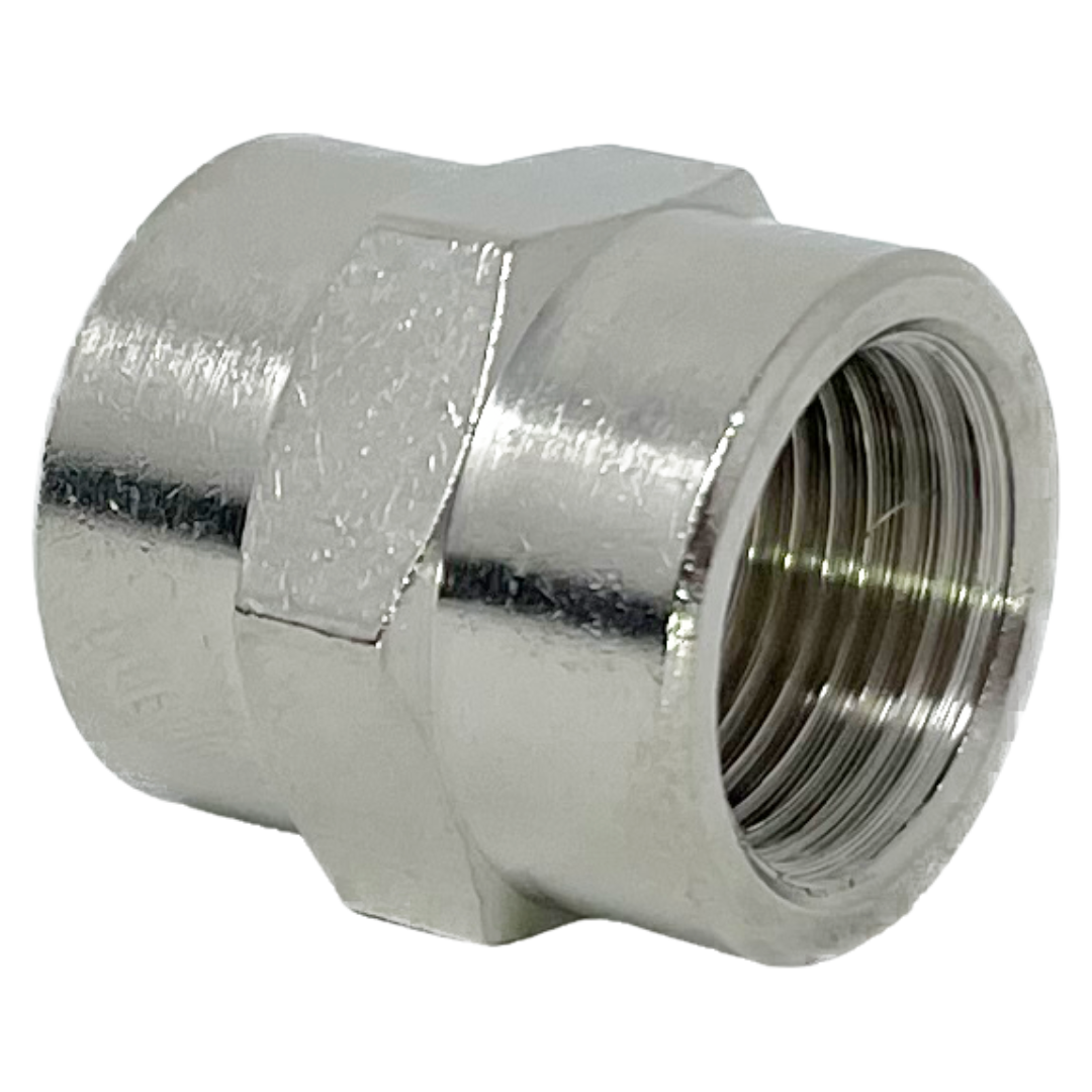 8043-08-04 : Adaptall Straight Brass Adapter, 1/2-14 (-08) Female BSPP x 1/4-19 (-04) Female BSPP